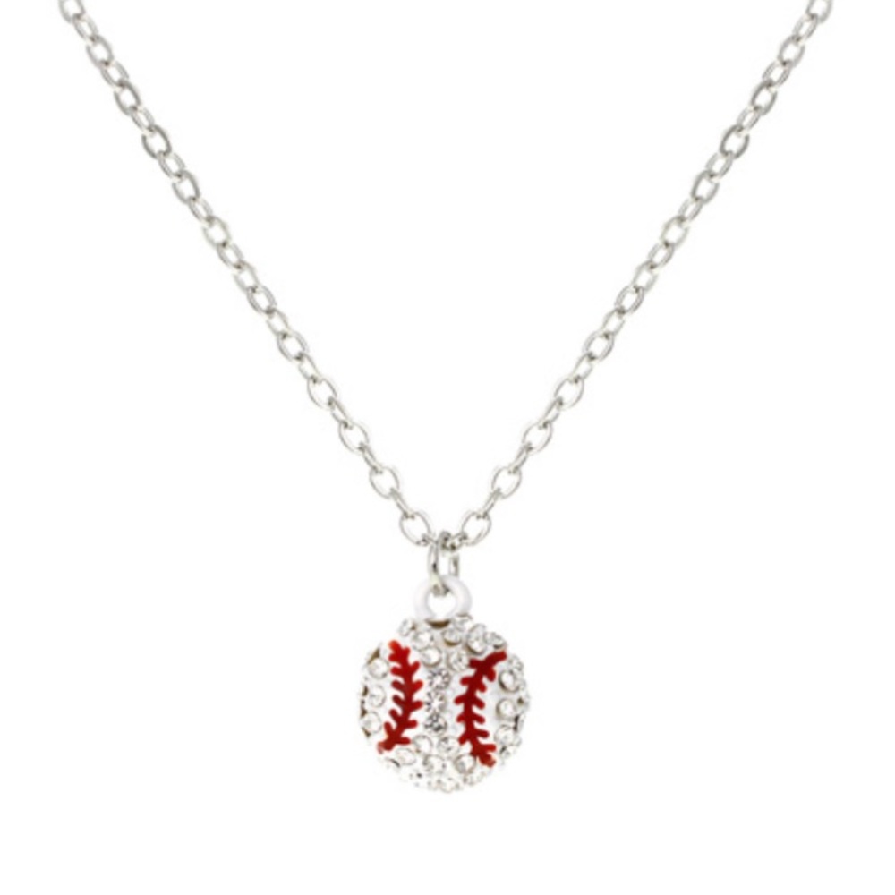 Silver Baseball Pendant Necklace